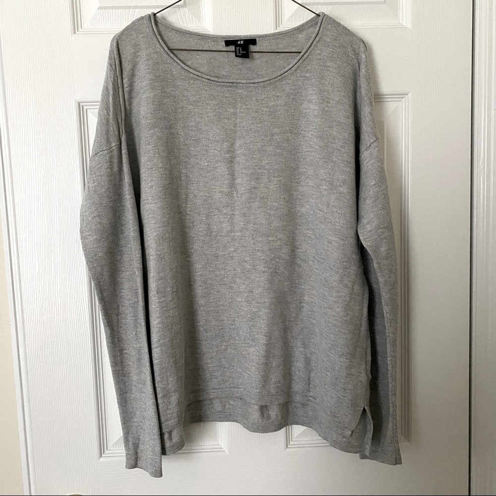 H&M Grey Knit Boatneck Sweater - Medium